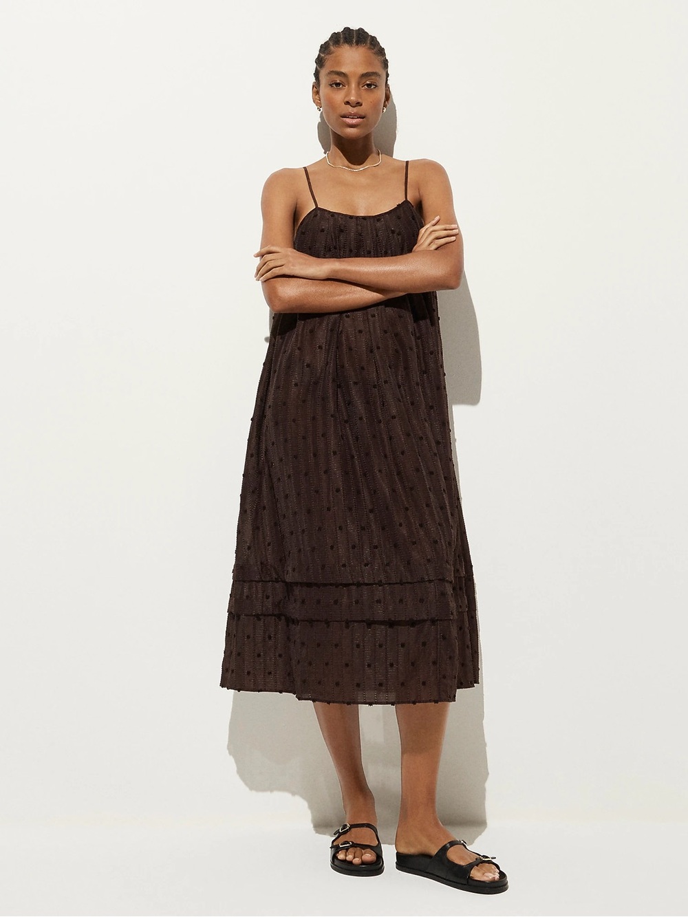 J Crew Shift midi dress in textured dot